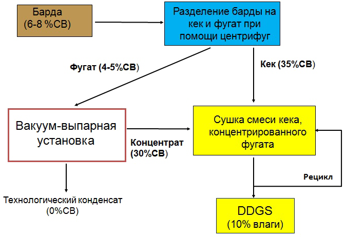 Производство DDGS. Блок-схема